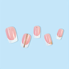 24pcs Glitter French Tip Press On Nails Short Square Acrylic Nails