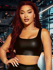 Faux Leather Sports Tank Top Women's Activewear