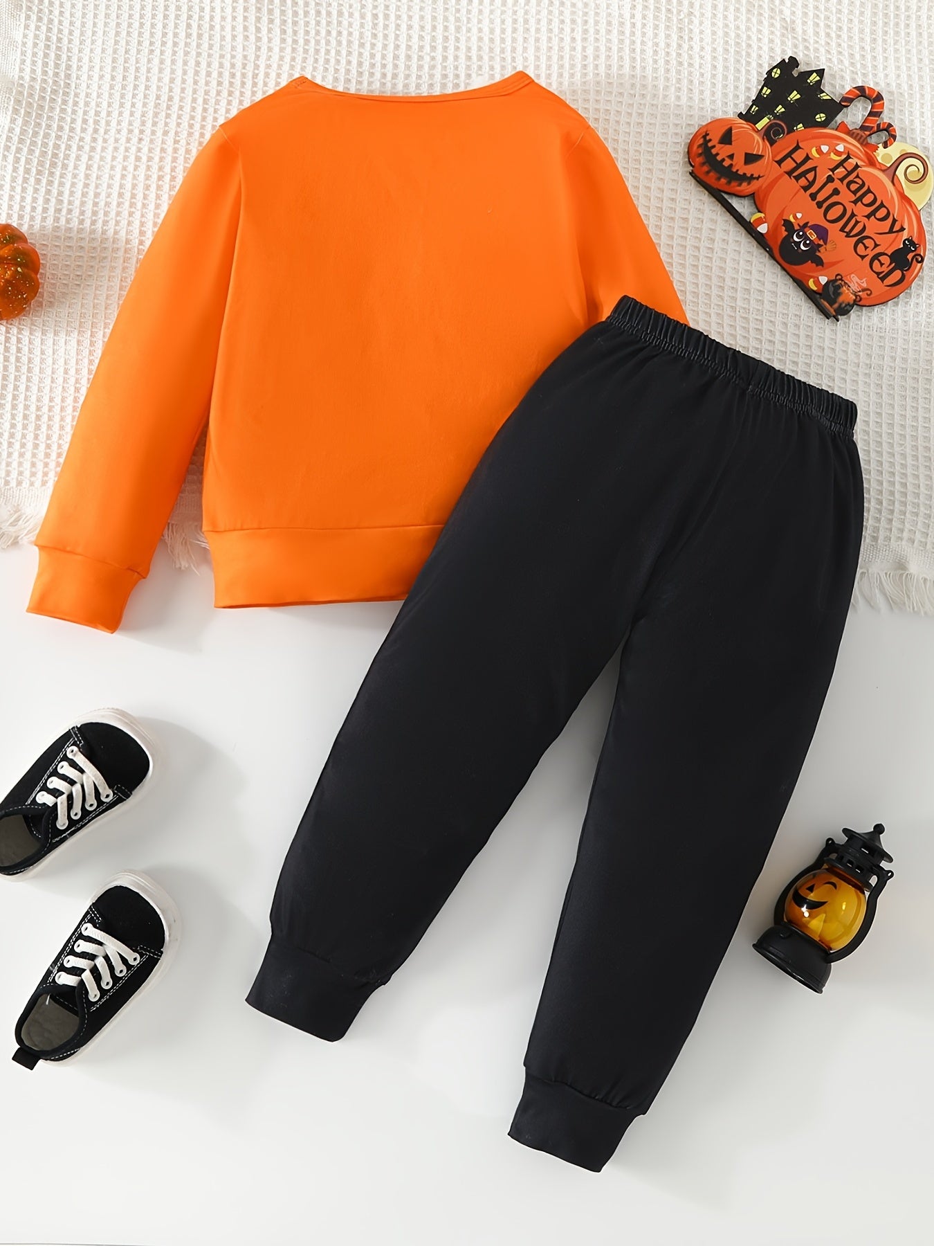 Skeleton Pattern Toddler Boy's 2pcs Sweatshirt & Sweatpants Set