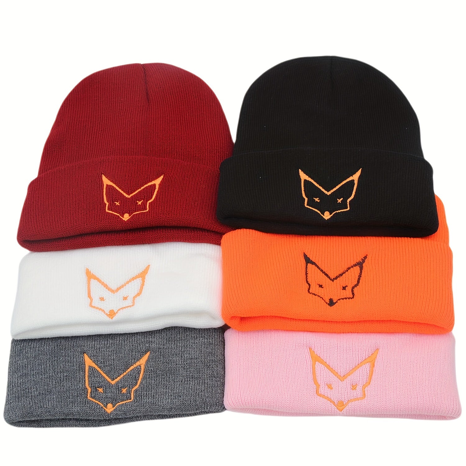 Fashionable Ear Protection Knit Beanie Hat With Animal Embroidery