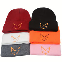 Fashionable Ear Protection Knit Beanie Hat With Animal Embroidery