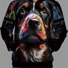 3D Print Dog Hoodie for Men, Comfy Loose Hooded Pullover