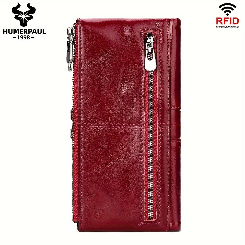 Women's Top Grain Leather Bi fold Wallet with Snap Closure