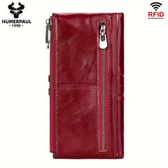 Women's Top Grain Leather Bi fold Wallet with Snap Closure