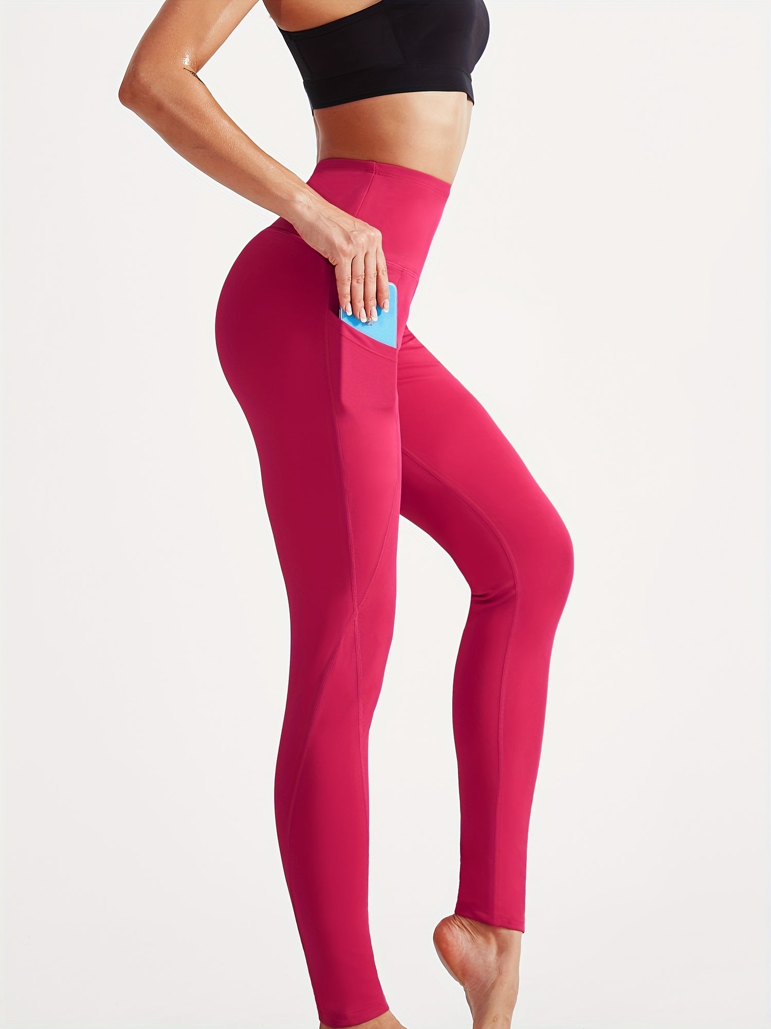 Sporty High Waist Yoga Pants Slim Fit Quick Dry With Pocket