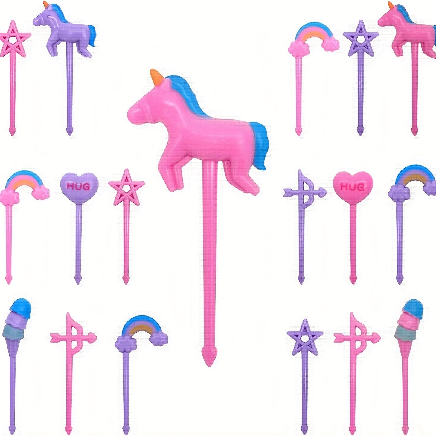 6pcs Unicorn Lunch Box Food Picks, Decorative Reusable Toothpick Set