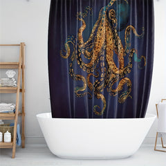 Waterproof Octopus Shower Curtain 72x72in