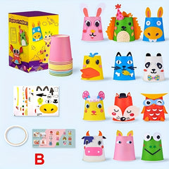 12pcs Animal Cup Sticker DIY Craft Set for Kids- Christmas Halloween Ea