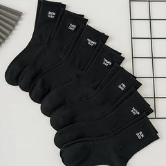 7 Pairs Plus Size Casual Crew Socks Set Women's Plus Letter Graphic Crew Socks
