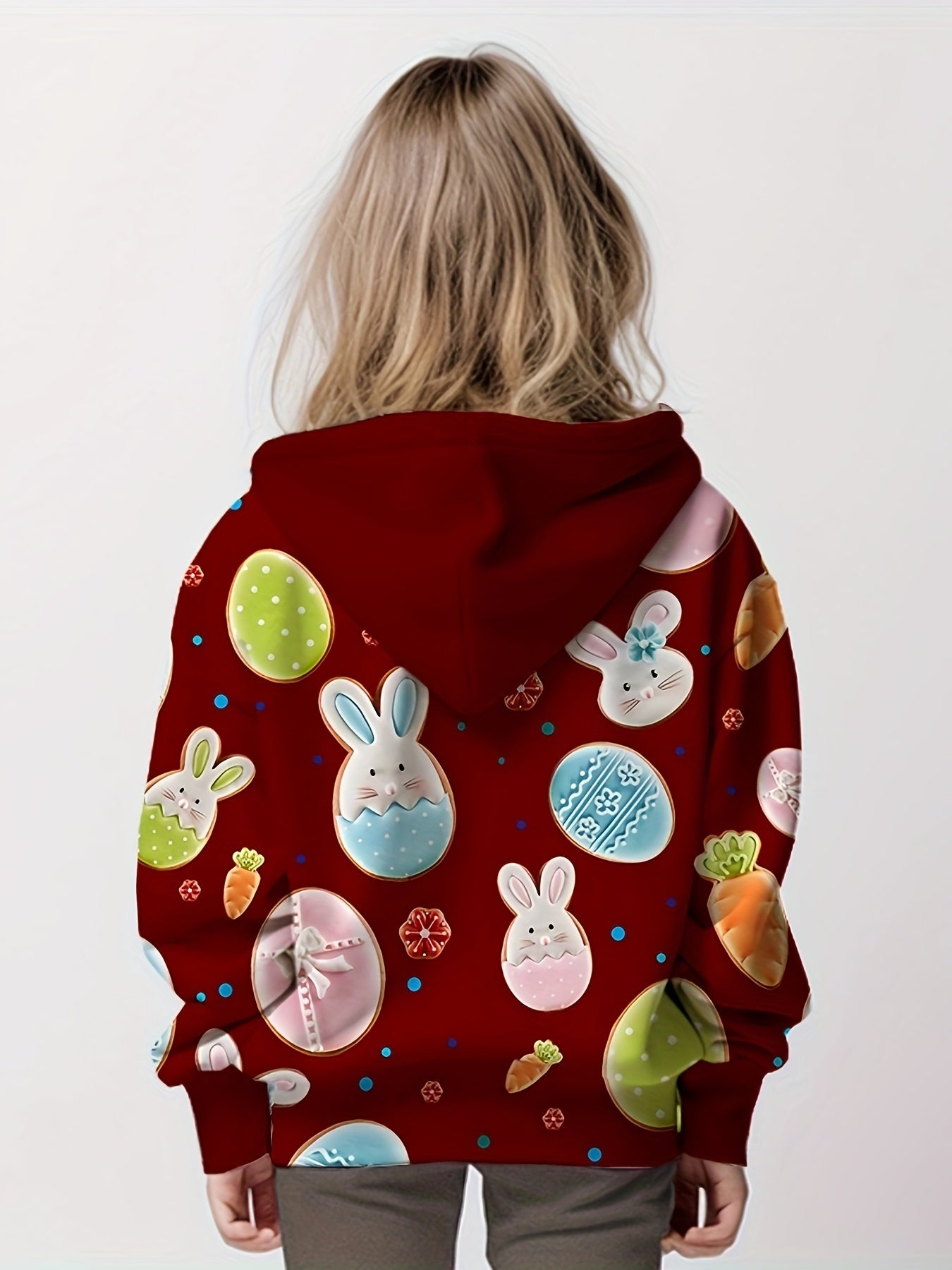 Easter Bunny Graphic Hoodie Girls Comfy Pullover