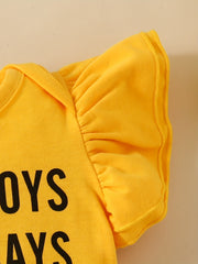 3pcs Baby Girls Daddy Says No Dating Outfit Set with Sunflower Pants