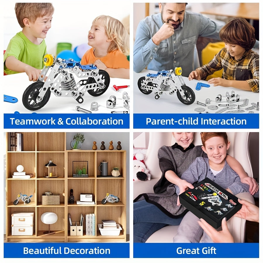 139pcs 5 in 1 Motorcycle Model Building Blocks Toy