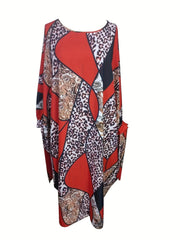 Women's Plus Baroque Print Batwing Sleeve Kaftan Dress