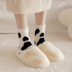 3 Pairs Cow & Dinosaur Print Socks Women's Stockings