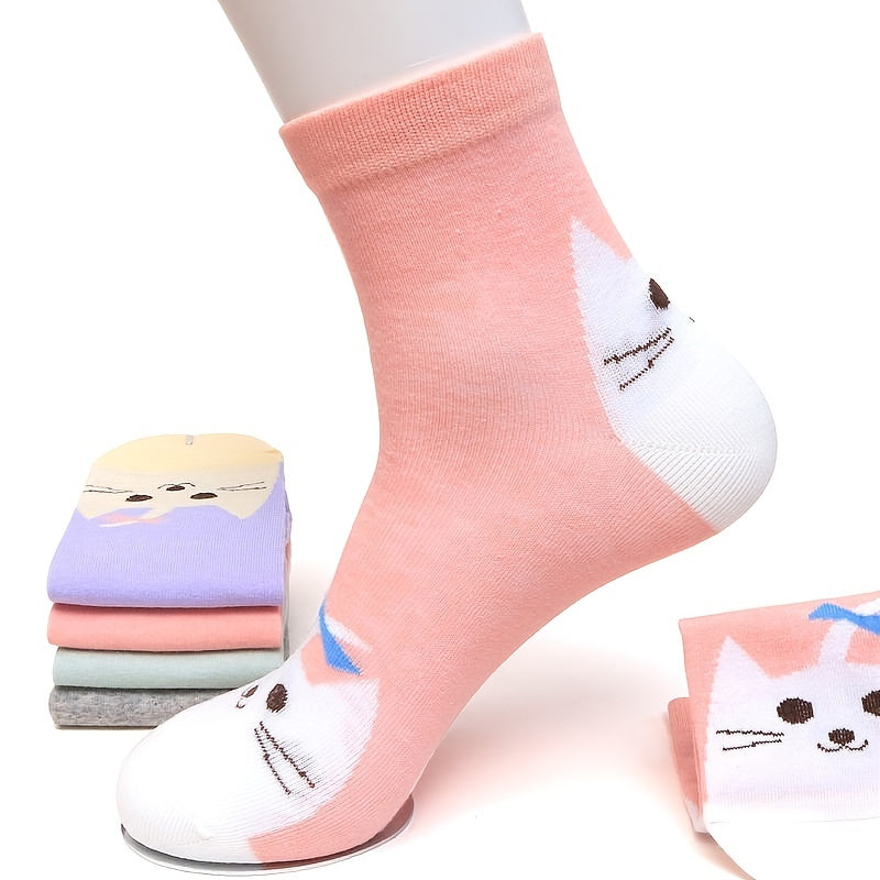 6 Pairs Soft Kitty Socks for Women