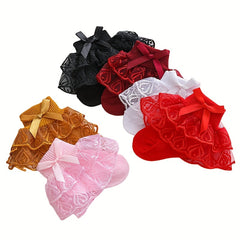 2pairs Lace Bow Ruffled Socks for Baby Girls