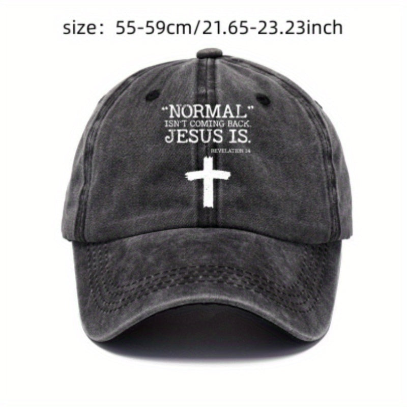 Vintage Cross Print Baseball Cap Distressed Dad Hat for Men Women