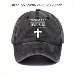 Vintage Cross Print Baseball Cap Distressed Dad Hat for Men Women