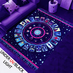 UV Light Flannel Luminous Tarot Pattern Rug Non Slip Mat