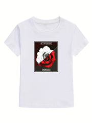 Girl's Mysterious Rose Print Outdoor Sport Tee Tops