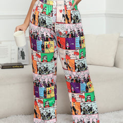 Women's Plus Pop Art Print High Rise Pajama Pants