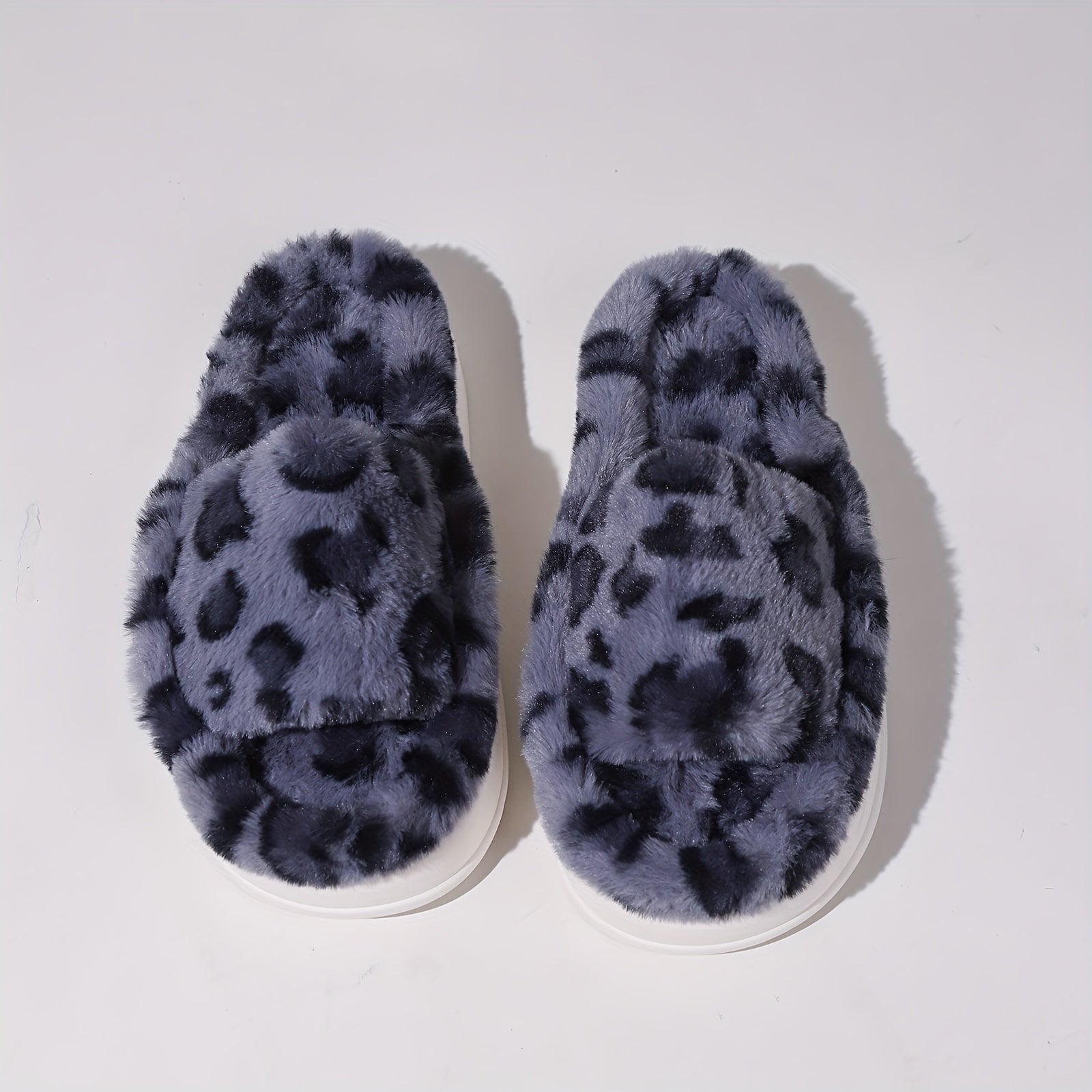 Plaid Pattern Open Toe Fuzzy Slippers Women's Sandals