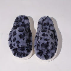 Plaid Pattern Open Toe Fuzzy Slippers Women's Sandals