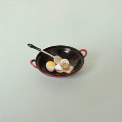 Dollhouse Cooking Set Tiny Frying Pan & Fried Eggs 4pcs