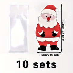 10pcs Santa Claus Candy Bags Small Christmas Family Gift Bags