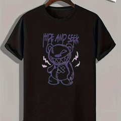 Broken Bear Print Men's Graphic T-shirt Casual Comfy Tees For Summer