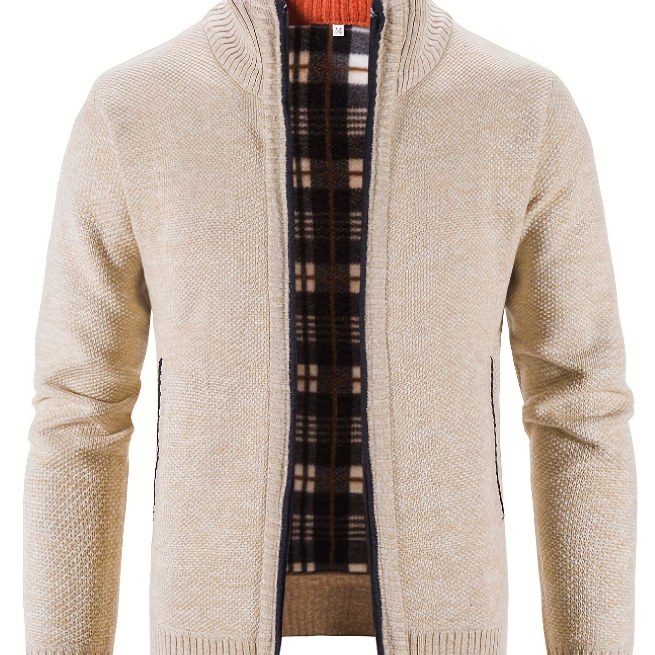 Men's Winter Knit Zip Up Cardigan Thick Warm Coat