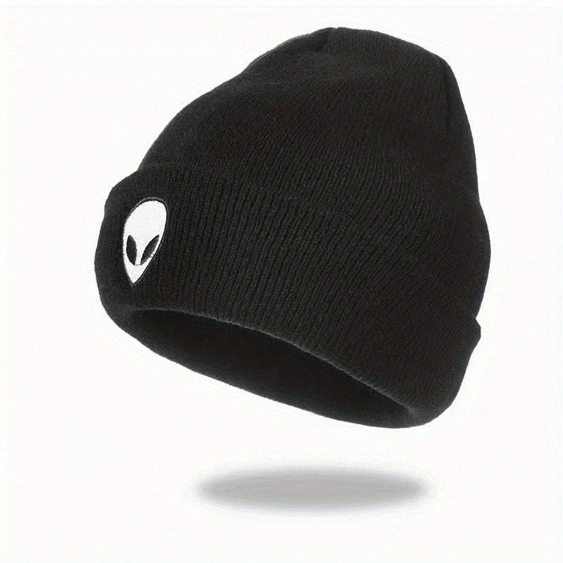 Alien Embroidery Beanie Cartoon Knit Hat Warm Skull Cap