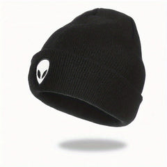 Alien Embroidery Beanie Cartoon Knit Hat Warm Skull Cap