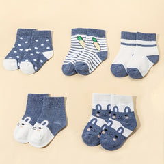 5 Pairs Baby Boys Bunny Socks for Infant Newborn Toddlers