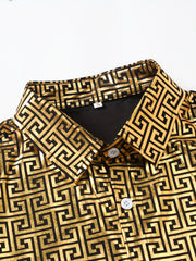 Geometric Print Men's Casual Short Sleeve Shirt