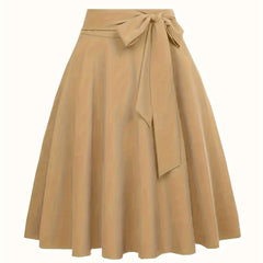 Solid Knot Front Midi Skirt
