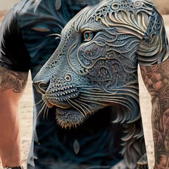 Men's Lion Graphic T Shirt - Breathable Summer Tee