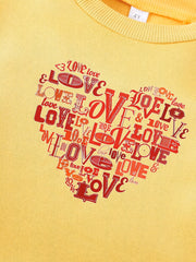 Girls' Creative Heart Graphic Sweatshirt Soft Comfy Long Sleeve Top