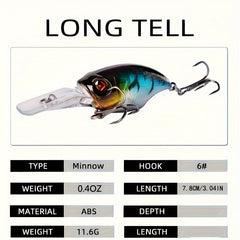 8pcs Crankbait Fishing Lures Wobbler Hard Bait 3D Eyes Freshwater Saltwat