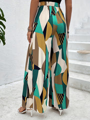 Geo Print Wide Leg Pants Casual Holiday Loose Pants