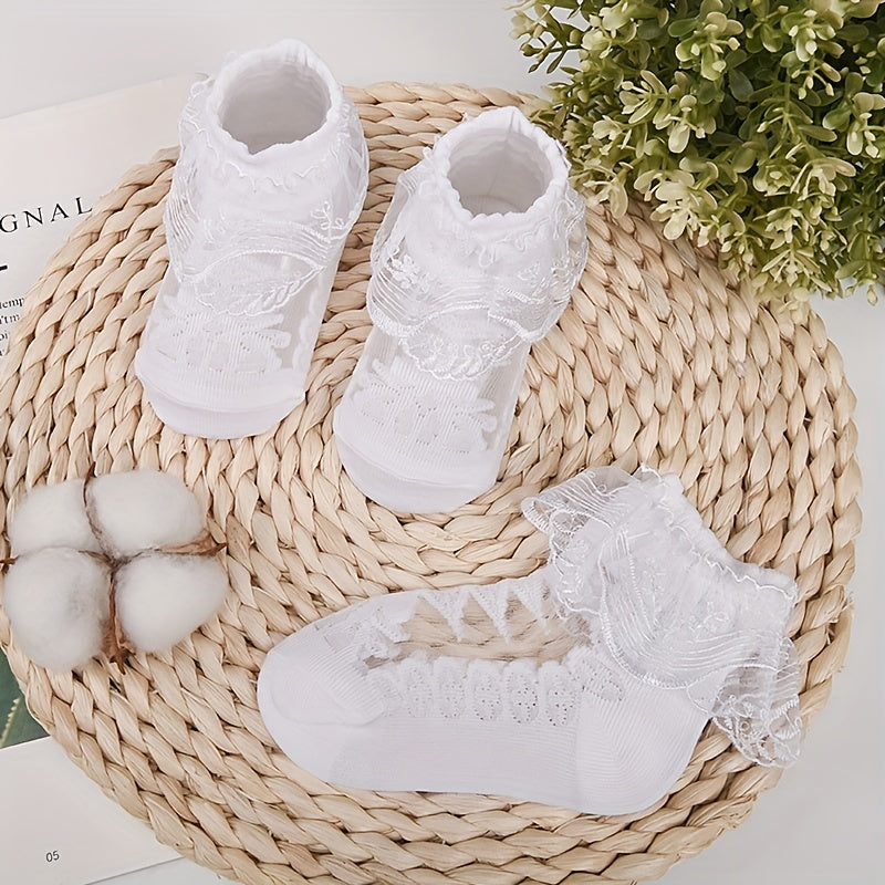 3 Pairs Lace Knee High Socks for Baby Girls
