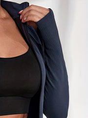 Solid Yoga Zipper Top Long Sleeve Fitness Jacket Women's Activewear