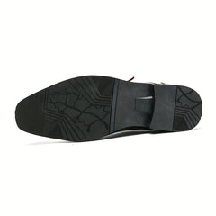 Men's Square Toe Block Dress Shoes Slip On Monk Loafer Shoes