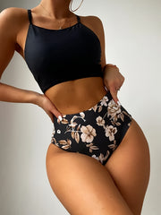 Retro Vintage Tankini Set Floral Print High Waist Swimsuit