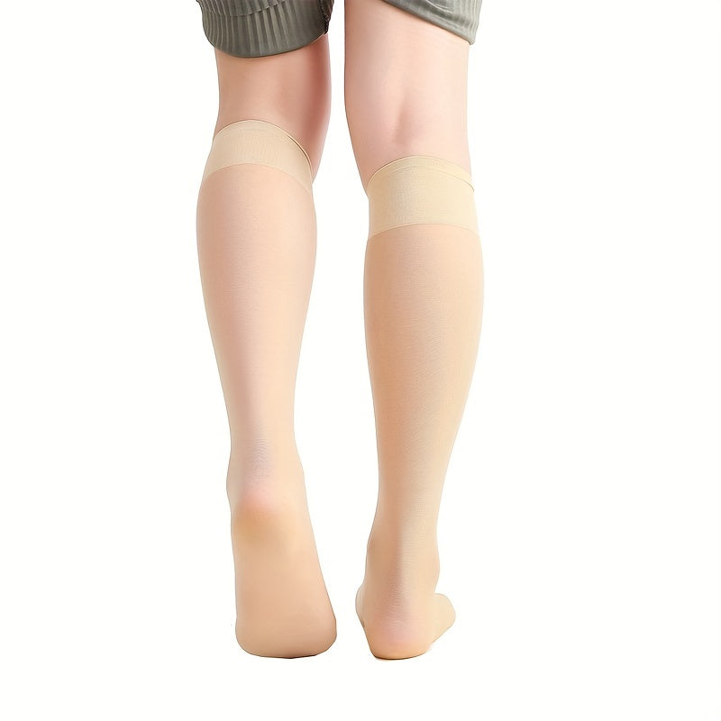 10 Pairs Solid Calf Socks Women's Knee High Stockings & Hosiery