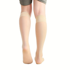 10 Pairs Solid Calf Socks Women's Knee High Stockings & Hosiery