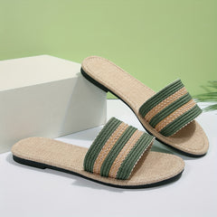 Women's Striped Slide Sandals Lightweight Summer Beach Shoes