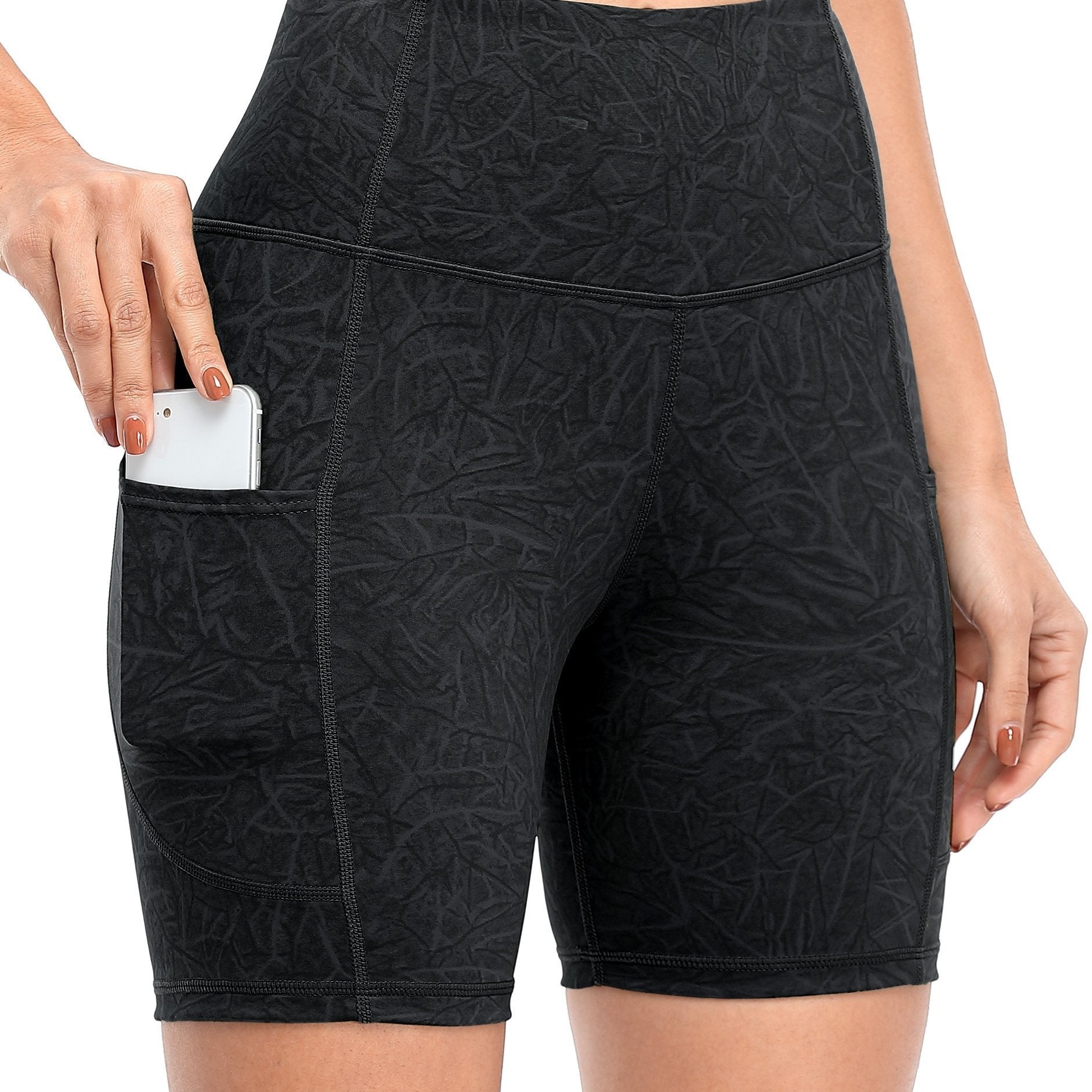 High Waist Yoga Shorts with Pocket High-Stretch Running Fitness Cycling Sports