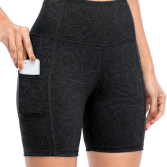 High Waist Yoga Shorts with Pocket High-Stretch Running Fitness Cycling Sports