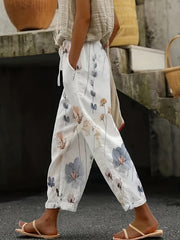 Floral Print Drawstring Pants Elastic Waist Pockets Women's Clothing